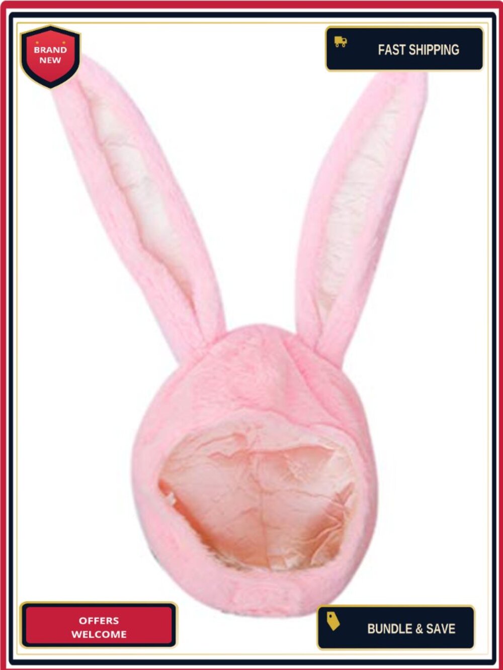 Plush Bunny Ears Hood Hat Cosplay Halloween Costume Accessory